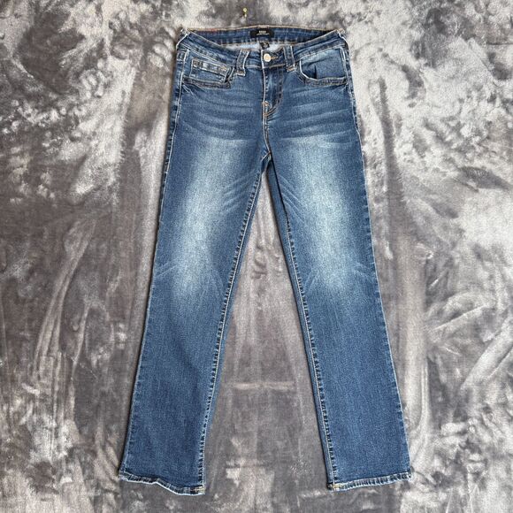 True Religion Women's Ricky Relaxed Straight Blue Denim Jeans Size 14 - Picture 1 of 7